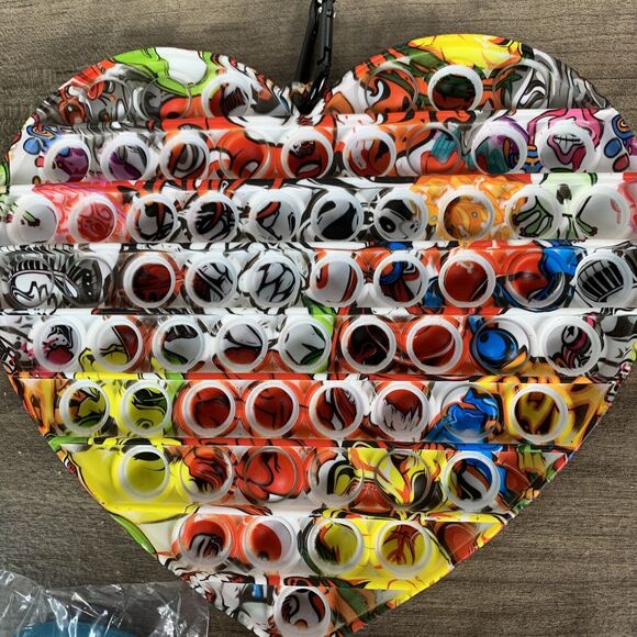 Heart Pop Bubble Fidget Sensory Toy Bubble Popping, Silicone Fidget Snapper Grab - Picture 4 of 6